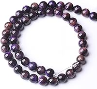 Vista 5 de Cuentas de ojo de tigre morado natural, cuentas redondas y sueltas, piedras preciosas energéticas, poder curativo para hacer joyas, 1 hebra de 0.236
