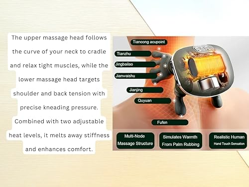 Miniatura 2 de Bionic - Masajeador térmico de cuello y espalda  Masajeador eléctrico de tejido profundo Shiatsu 4D con calor, diseño portátil inalámbrico,