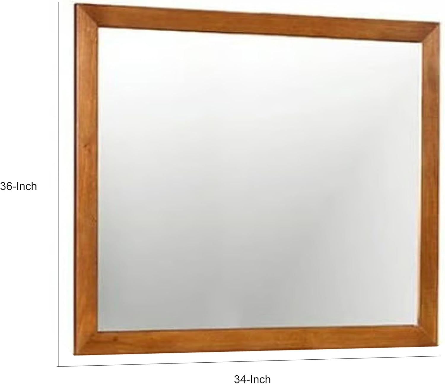 Benzara Style Wooden, Brown Lennart Mid-Cent Modern Mirror, Oak Finish