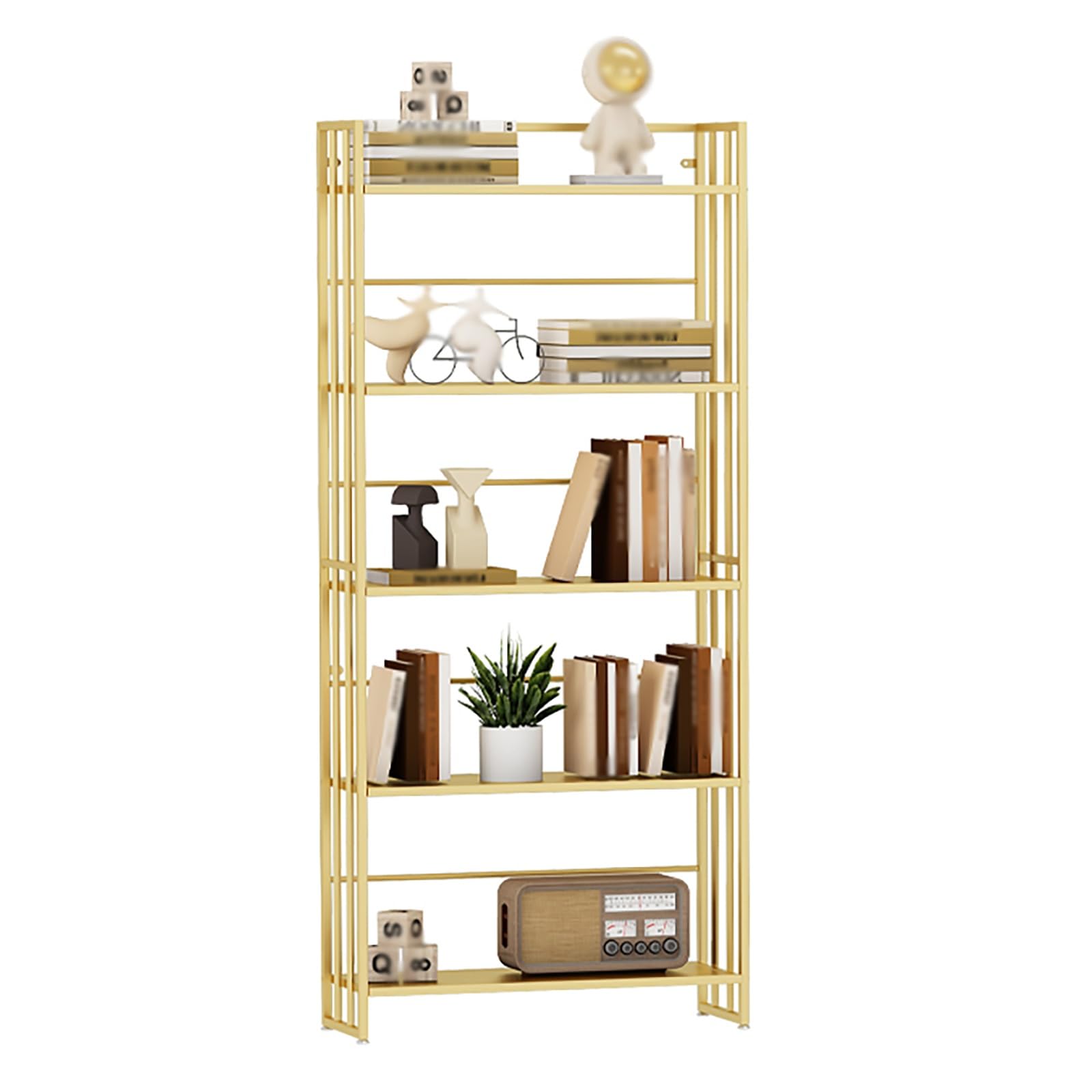 Modern Gold Metal Cube 32x10x57in Tall Standing with Shelves for Study in Classroom or Home School Decor