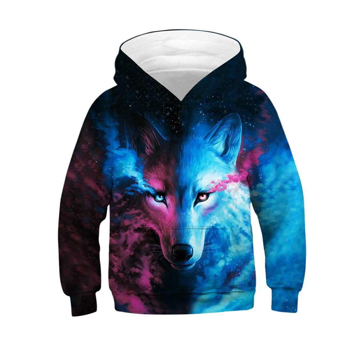Kids Boys Girls Hoodie Pullover 15y Galaxy Wolf Sweatshirts