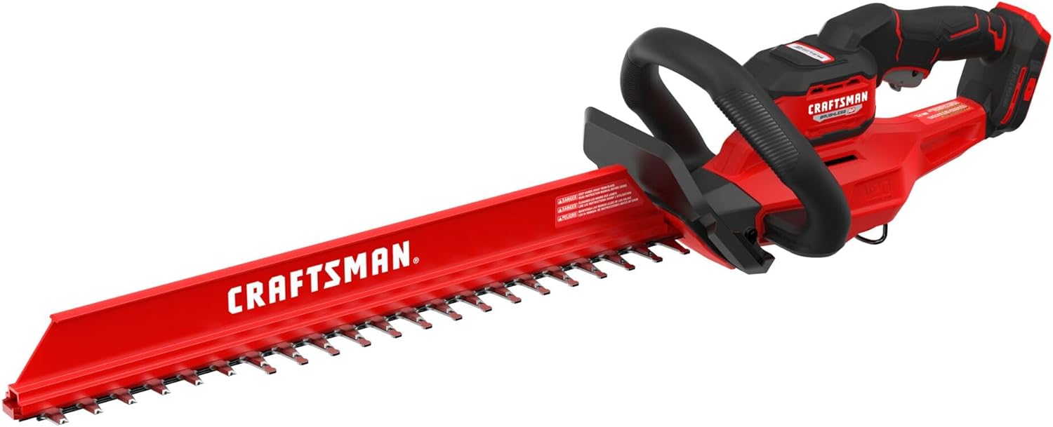 CRAFTSMAN V20 Brushless RP 22 in. Cordless Hedge Trimmer, Lightweight Bush Trimmer with Hedge Sweep Attachment, Up to 2X Power, Longer Runtime, Tool Only (CMCHT830B)