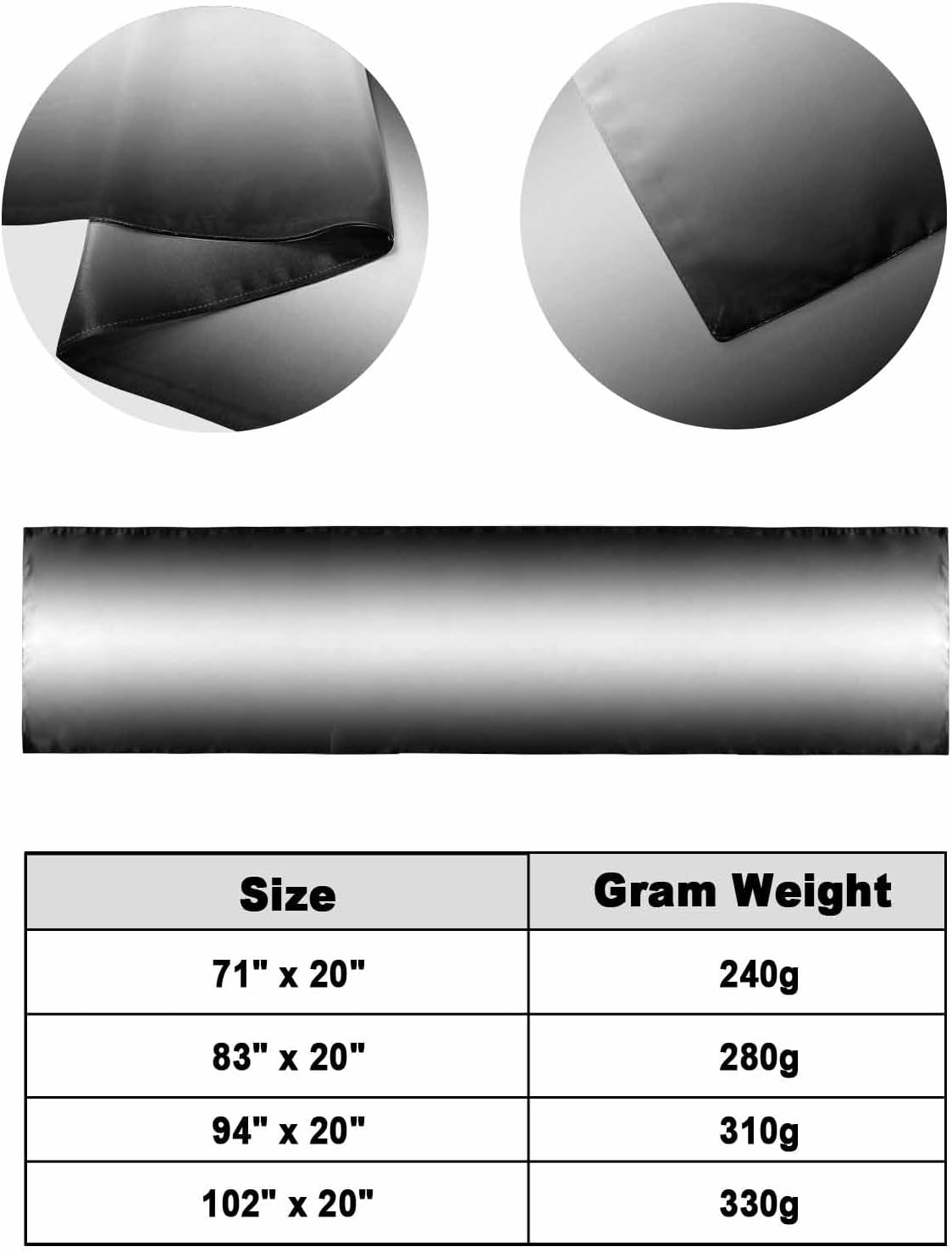 Black Ombre Bed Runner for King Size Bed, Bedspread Protector Slipcover Bed Scarf for Foot Bed Runners & Scarves for Bedroom Hotel 102x20 Inches Black White Gradient Abstract Modern Minimalism Art