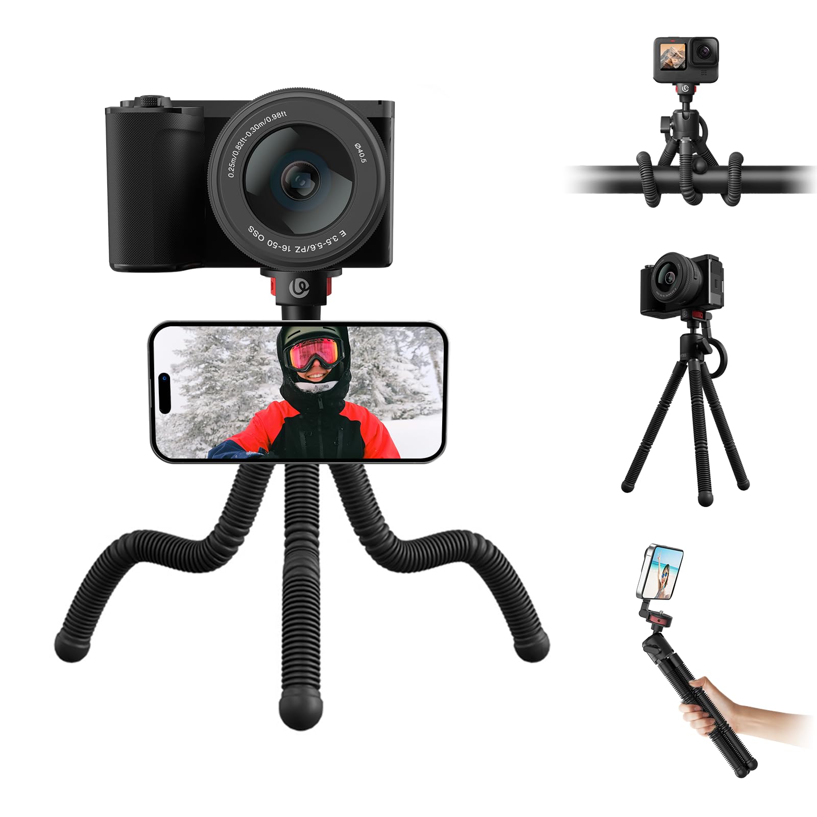 ULANZI MT30 cavalletto fotografico flessibile, Mini treppiede cellulare portatile magnetico per iPhone con filettatura da 1/4", Mini treppiede octopus per fotocame compatte per ripresa foto e video