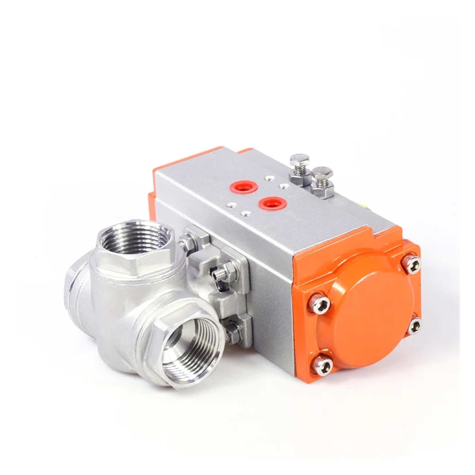 DN20 304 Stainless Steel 3 Way 2 PC Ball Valve Double Acting Pneumatic Actuator(Type 2)