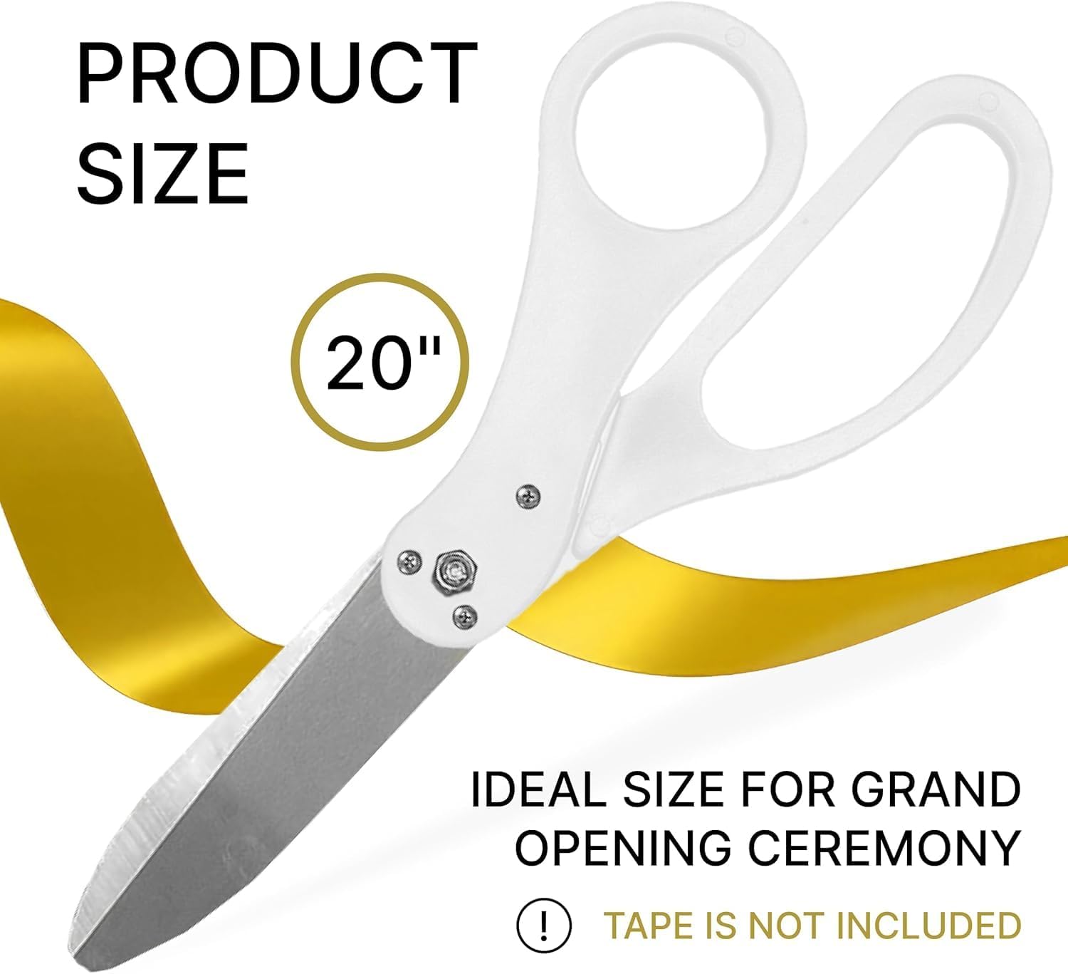 20 Inch Giant White Sharp Ribbon Cutting Scissors - Oversized Grand Opening Scissors Big Ribbon Cutting Ceremony for Inaugurations Business Openings and Special Events