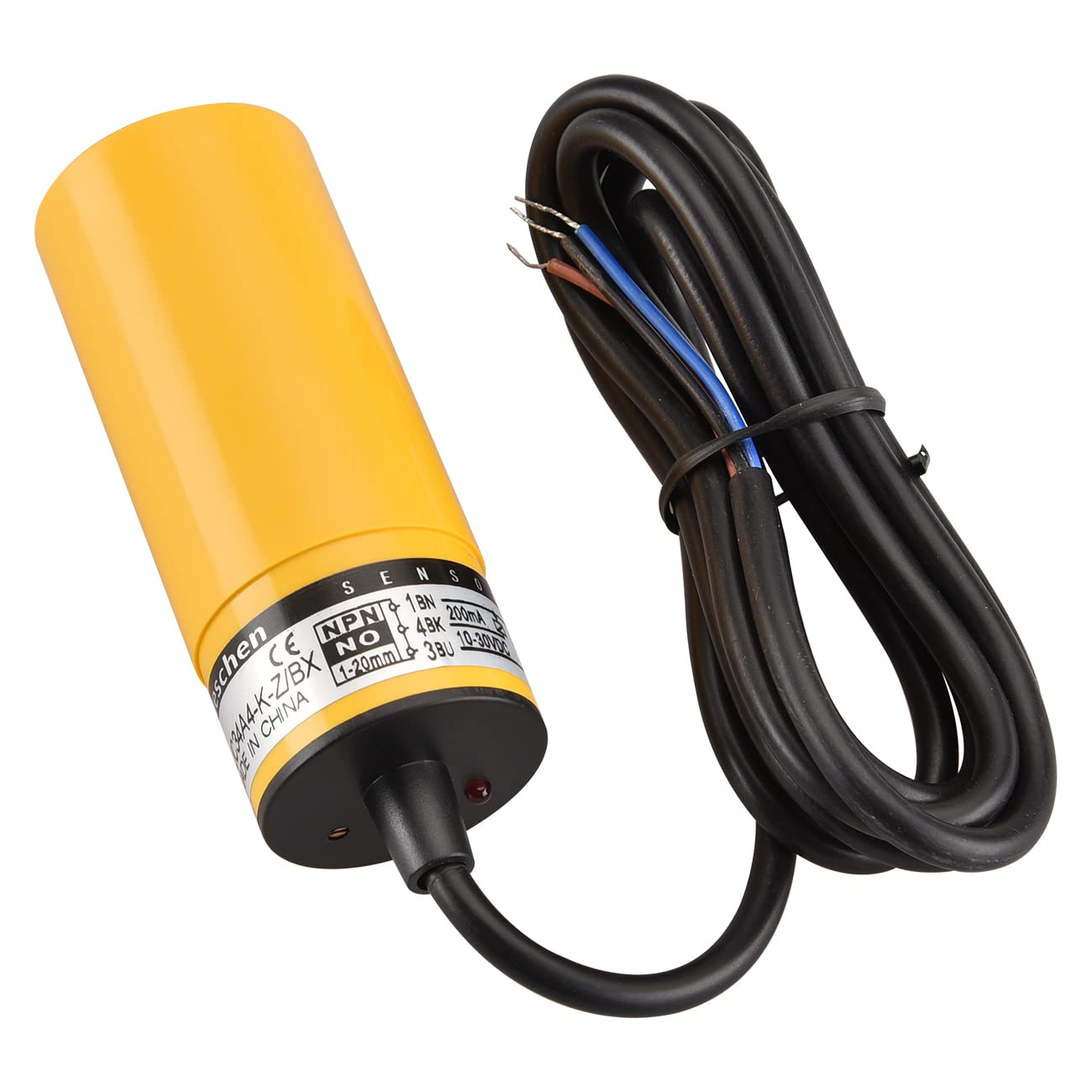 Heschen 34mm Diameter Capacitive Touch Sensor Proximity Sensor Switch, Non-Shield Type, LJC34A4-K-Z/BX, Detector 1-20mm, 10-30VDC 200mA, NPN Normally Open(NO), 3 wire, CE Listed