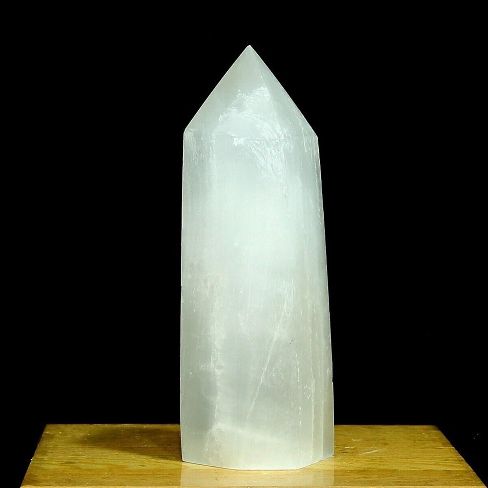Adornos de cristal Punto de cristal de selenita blanco natural Cuarzo Obelisco Curación Reiki Energía hermoso cristal(900-1000g)