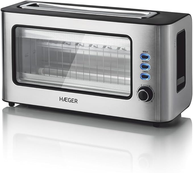 HAEGER Fenster-Toaster – 1 extra breite Öffnung, 1000 W, 6 Temperaturen, Edelstahl HAEGER Fenster-Toaster – 1 extra breite Öffnung, 1000 W, 6 Temperaturen, Edelstahl