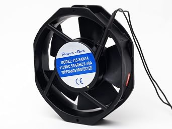 JCM 150mm AC Cooling Fan, 115V 0.4A, 150x150x38mm, Bare Leads | Replacement equipment cooling fan for audio amps, control panels, ventilation and server gear, impedance-protected