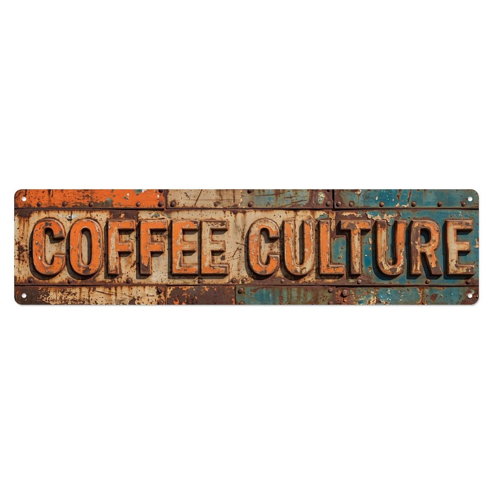 Coffee Culture Rustic Metal Tin Sign