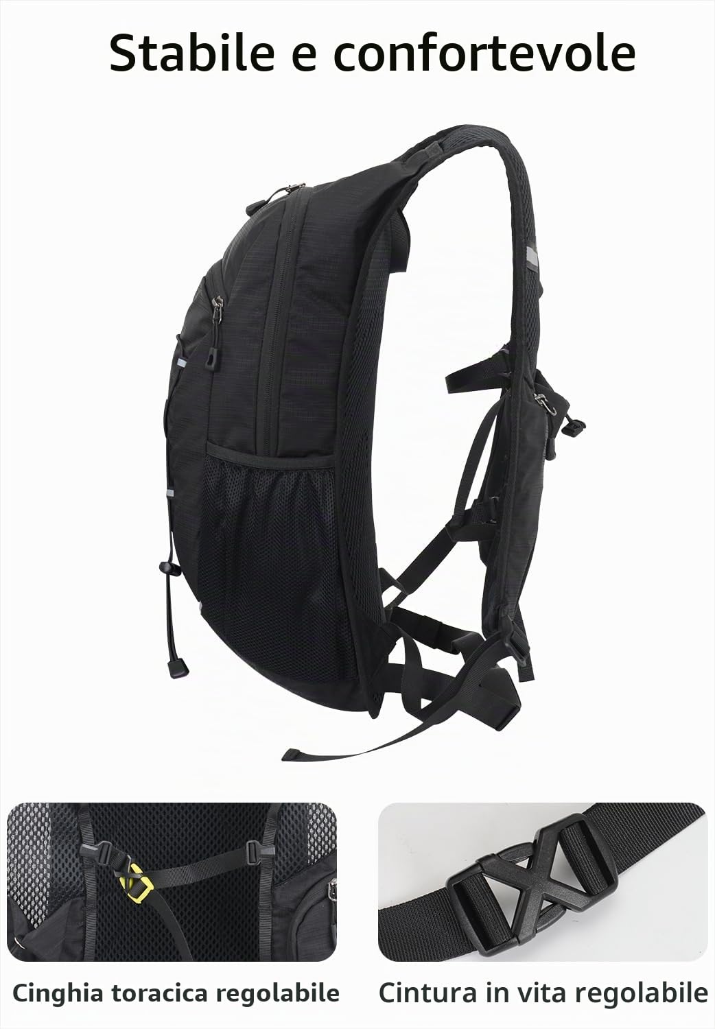 Zaino leggero da escursionismo da 15L, zaino piccolo per bicicletta, zaino per l’idratazione, adatto per speedhiking, MTB, sci e sport all’aperto.