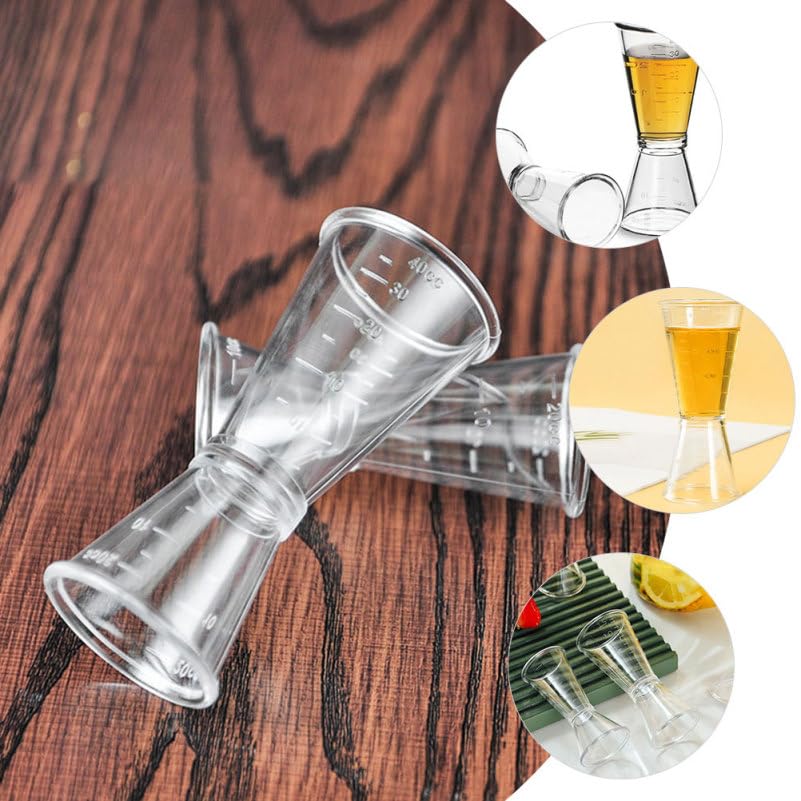 ULTECHNOVO Lot de 6 tasses à mesurer en plastique à double doseur à cocktail à long manche