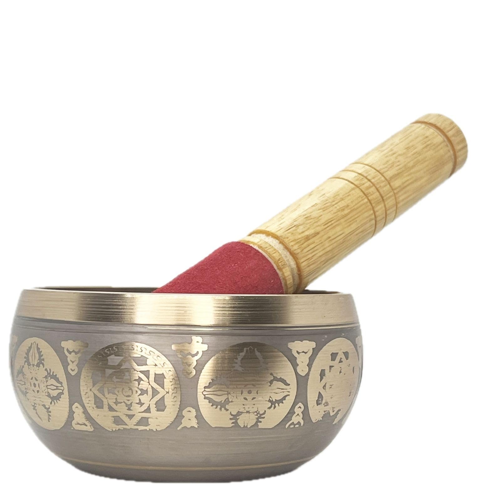 Singing Bowl | Tibetan Prayer Instrument With Wooden Stick | Authentic Healing Sound Meditation Bowl Set for Deep OM, Music Therapy - 3.5 Inch Golden-image-33