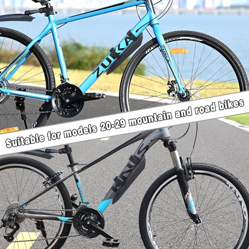 BALINGE Bike Front+Rear Fender Set Mudguard Mudflap Full Cover Adjustable Bike Fender Thicken Widen Bicycle Mudguard Mudflap for MTB Mountain Bike Road Bike,Black,2 Piece Set
