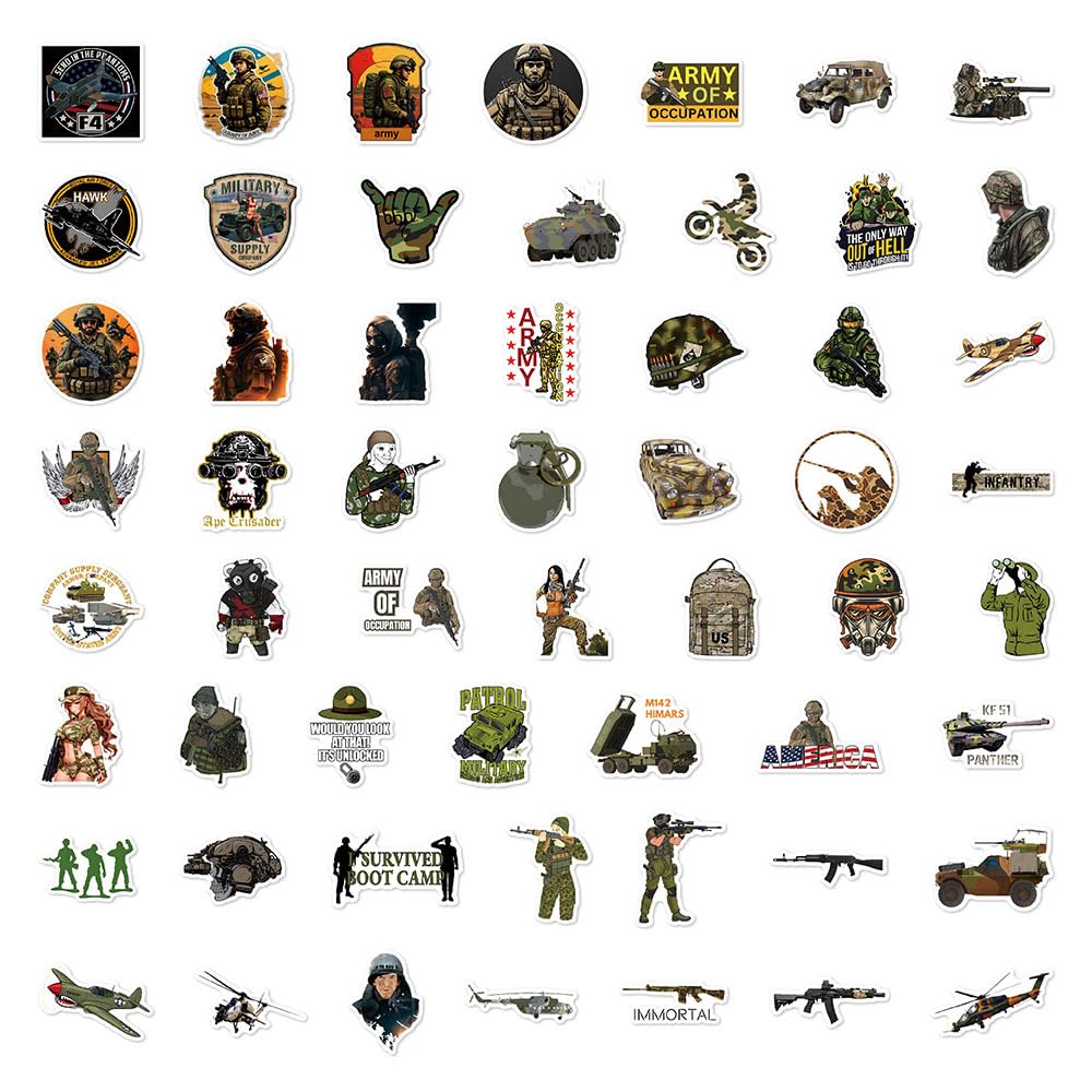 50 Pcs Military Stickers for Kids Teens Adults Boys Girls Gift,Stickers Pack for Laptop,Skateboard,Luggage,Car,Bike - Image 3