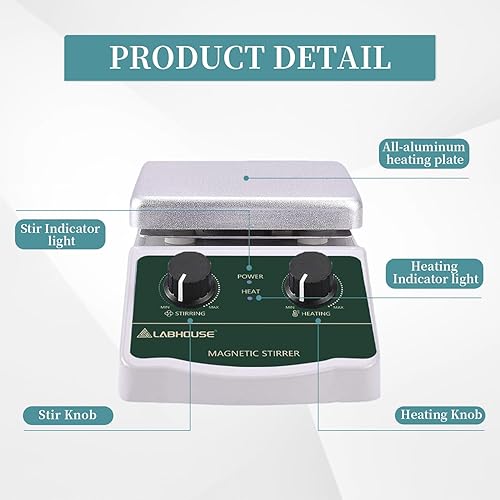 Miniatura 7 de Agitador magnético de 572.0 F572 Placa caliente 2L Mezclador calentado 2000RPM Agitación de laboratorio con soporte de soporte, juego de reciclador