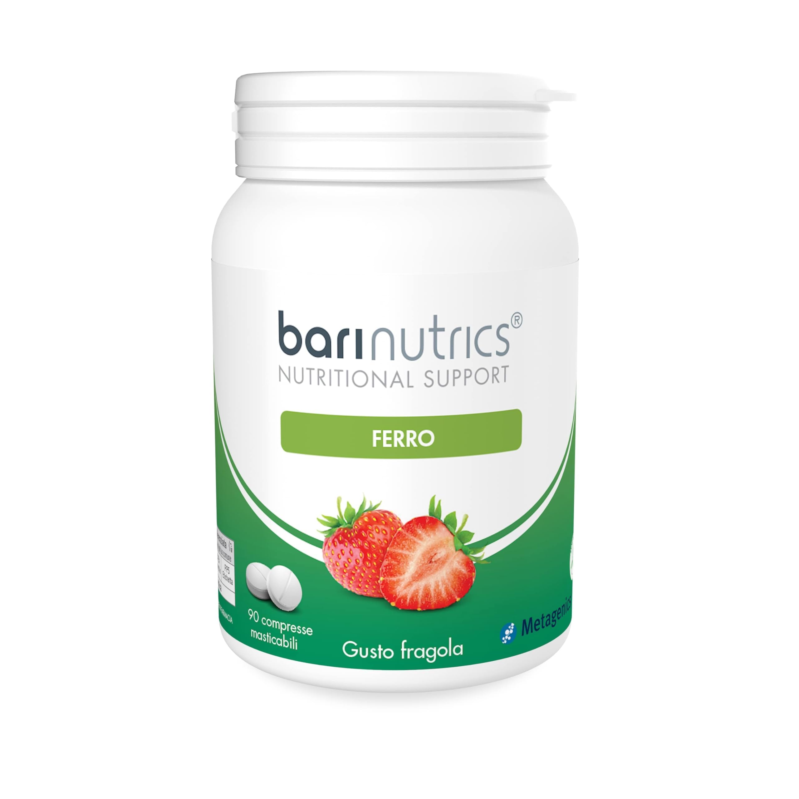 Metagenics BariNutrics Ferro - Integratore di Ferro per Stanchezza e Affaticamento - 90 Compresse Masticabili Gusto Fragola - Alta Assorbibilità e Tollerabilità Gastrica - Senza Glutine e Lattosio
