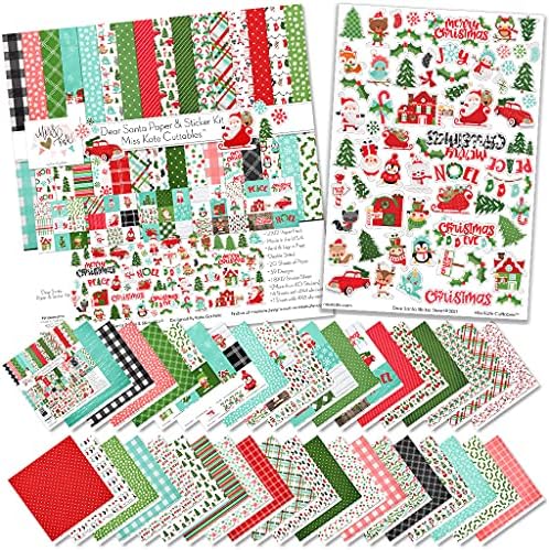 Paper & Sticker Kit – Dear Santa – Christmas – 20 Double-Sided 12×12 Papers with 39 Designs & 1 8X12 Sticker Sheet – Scrapbooking Card Making Crafting – by Miss Kate Cuttables Paper & Sticker Kit – Dear Santa – Christmas – 20 Double-Sided 12×12 Papers with 39 Designs & 1 8X12 Sticker Sheet – Scrapbooking Card Making Crafting – by Miss Kate Cuttables