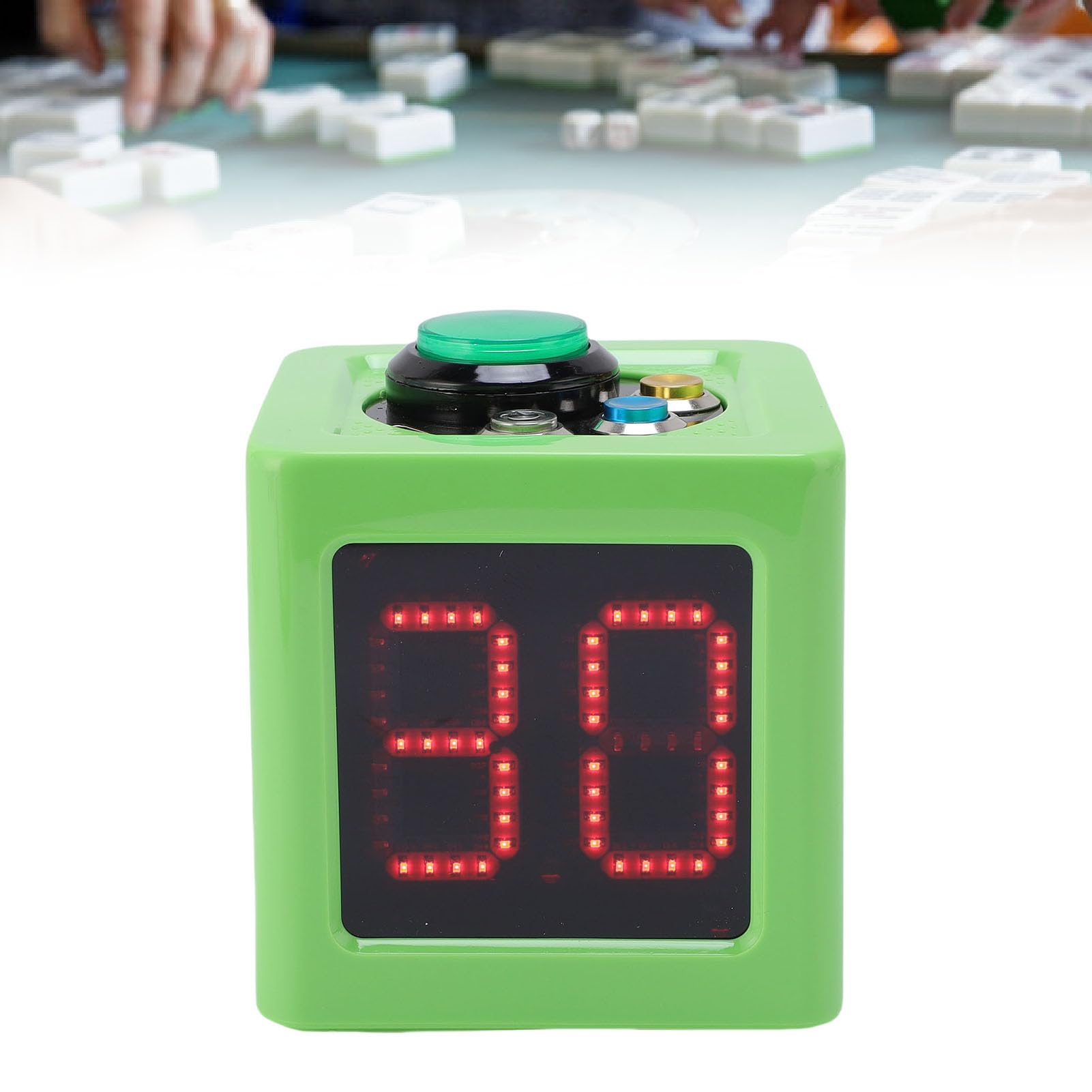 Tosuny Zegar w Kształcie Kostki, 4-stronny Minutnik, Minutnik Szachowy na Baterie do Wyścigu Pokerowego, Elektroniczny Licznik Czasu Gry do Gier Karcianych, Gier Planszowych (GREEN)