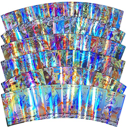 100 Stück Vmax Poke Karten Deutsch,Rare Poke Cards,Rainbow Karten,Vmax Sammelkarten Set,Trading Card Set,Christmas und New Year Gifts für Kinder(German Version) Cover