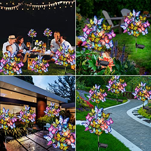 Adecorty Solar Garden Lights Outdoor Waterproof Decorative Solar Lights New Upgraded 2 Pack With 44 Led 34 Butterfly Solar Lights For Garden Yard Outdoor Decor Pathway, Gifts For Women Mother's Day #TOP5