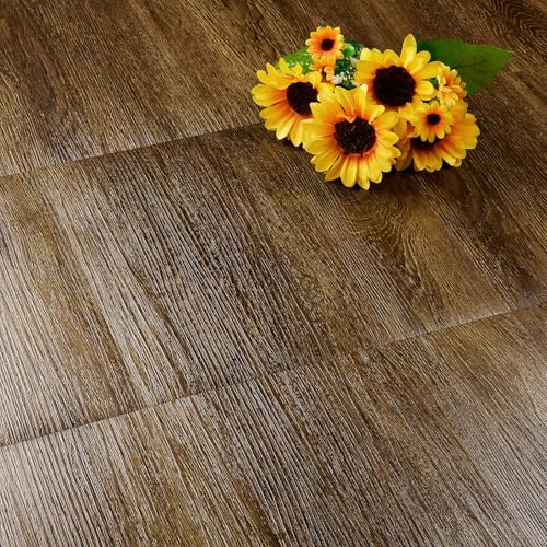 FunStick Peel and Stick Floor Tile Waterproof 12'x12' Brown Walnut...