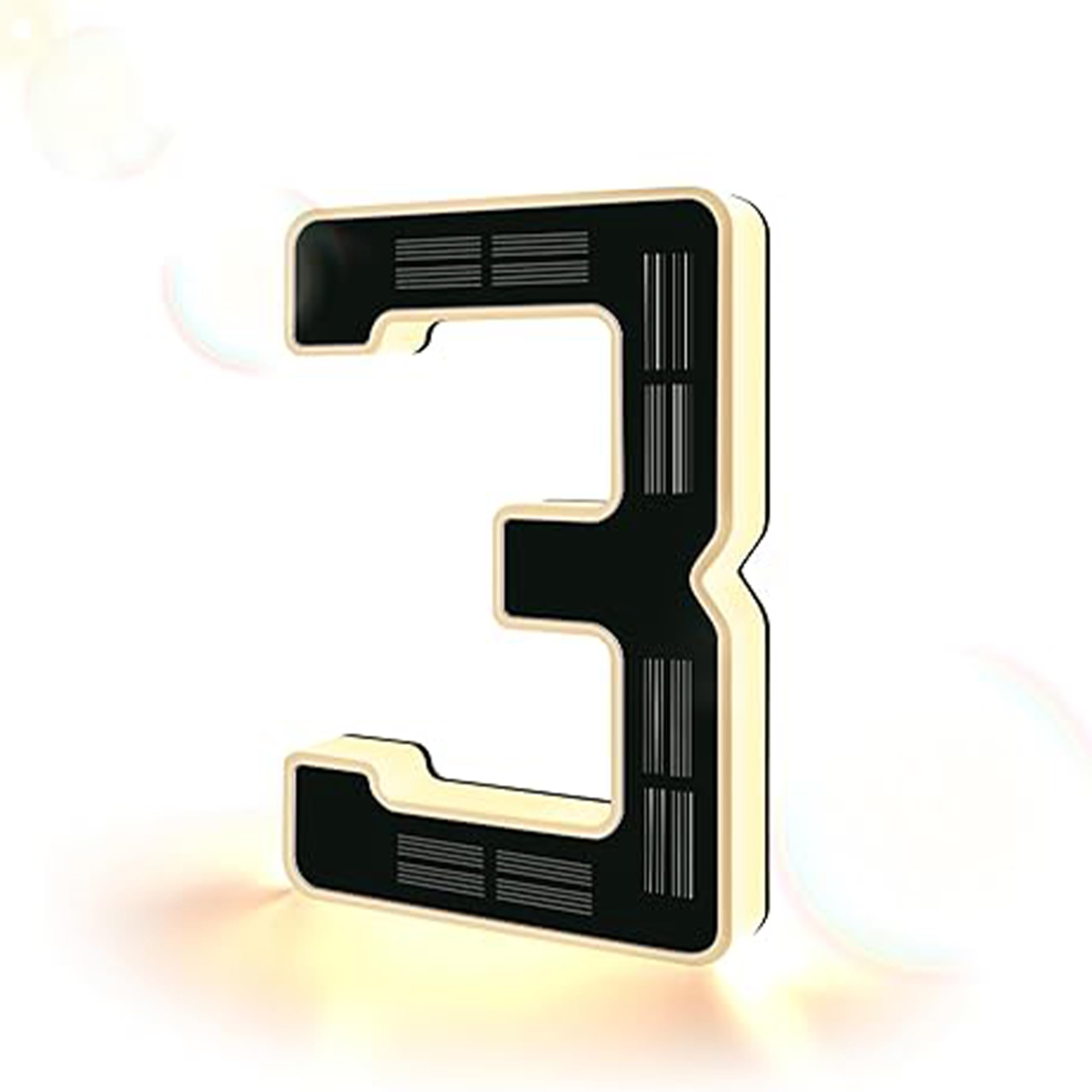 Solar House Number Sign 6.7 Inch, LED Illuminated House Numbers Plaques, Waterproof Door Numbers for Outside, Personalized Modern Door Number with Easy Installation (3-black)