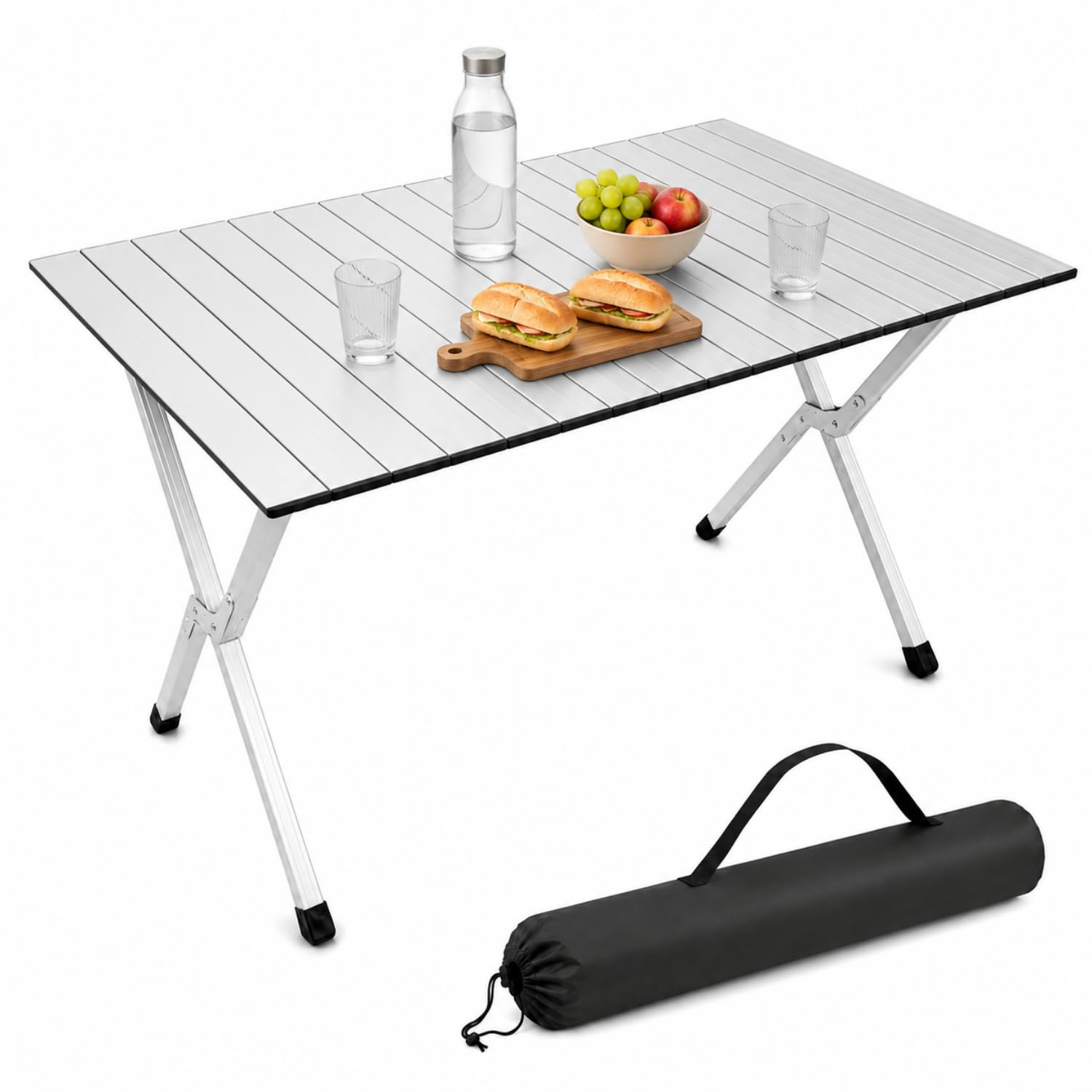 PALUPLUS Tavolo da Campeggio in Alluminio Pieghevole da 110x70x70 cm, Tavolo Camping Portatile Arrotolabile per Camper, Picnic, Pesca, Giardino, Terrazza e Outdoor, con Borsa per Trasporto -2013F -7