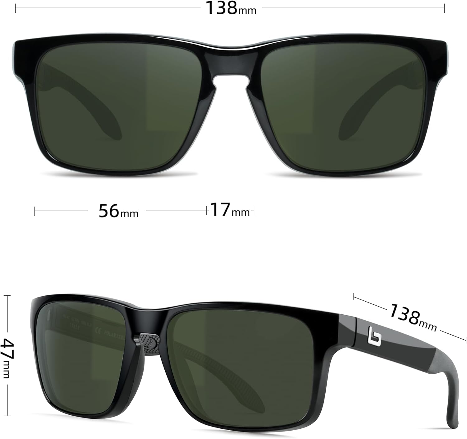 Bnus italy made classic sunglasses corning real glass lens w. polarized option - Image 3