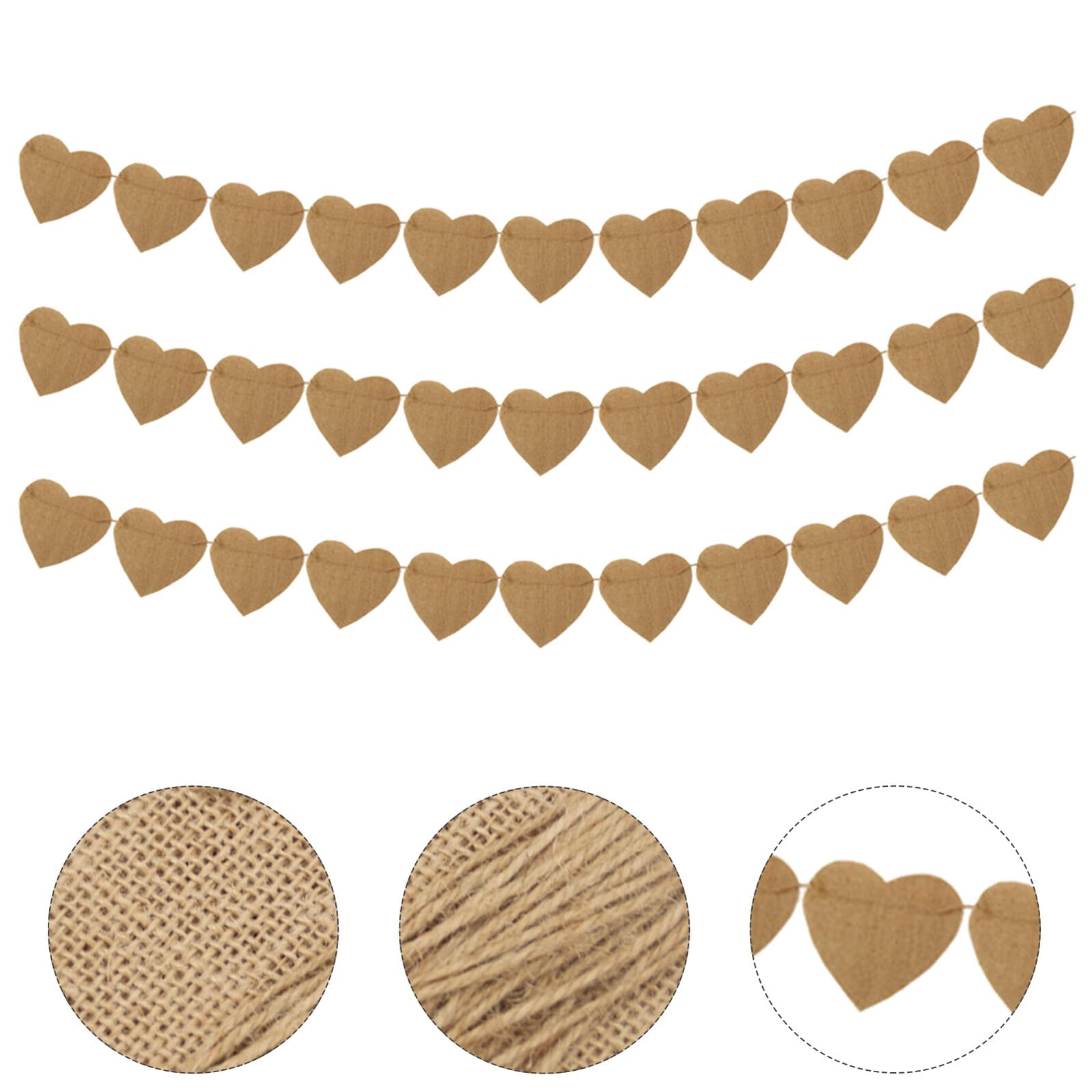 Guirnalda de Corazones para San Valentín Decoración de Pared Interior Rústica Banderines Colgantes de Arpillera para Fiestas de Compromiso y Aniversarios