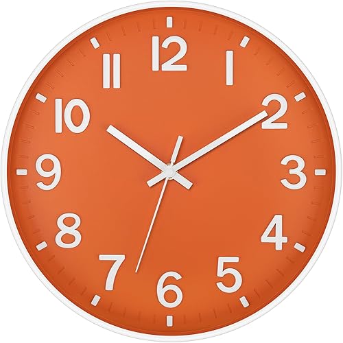 Miniatura 21 de Foxtop - Reloj de pared de 14 pulgadas, grande, silencioso, sin tictac, funciona con pilas, redondo, de cuarzo, moderno, decorativo, para oficina,