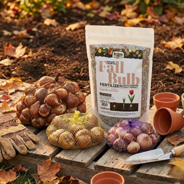 Old Cobblers Farm™ Wicked Growth Fall Bulb Fertilizer – Flowering Bulb Plant Food for Tulips, Daffodils, Hyacinths & for Stronger Roots, Bigger Blooms, Cold-Weather Formula (5/10/15/20 lbs) (5 lbs)
