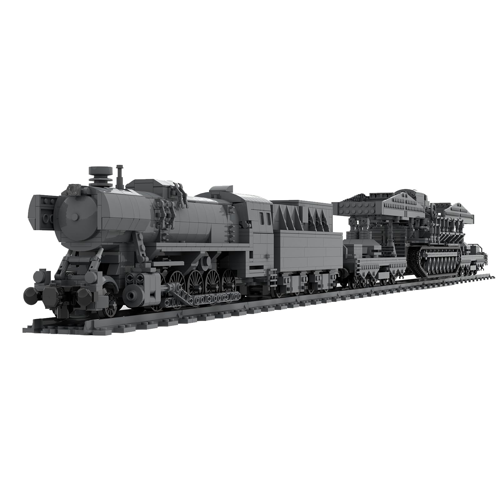 Dampf Zug Eisenbahn Bausteine Set, 2974 Teile MOC Deutsche Carl Selbstfahrlafette Eisenbahntragend Kleinteilige Bauklötze Modell, Geschenk für Erwachsene und Jungen