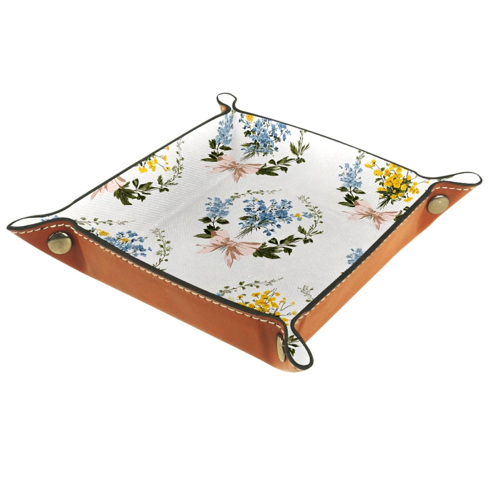 VAPOKF Floral Bouquet Dice Tray, Folding Microfiber Leather Dice Holder for Dungeons and Dragons RPG Dice Gaming D&D and Other Table Games