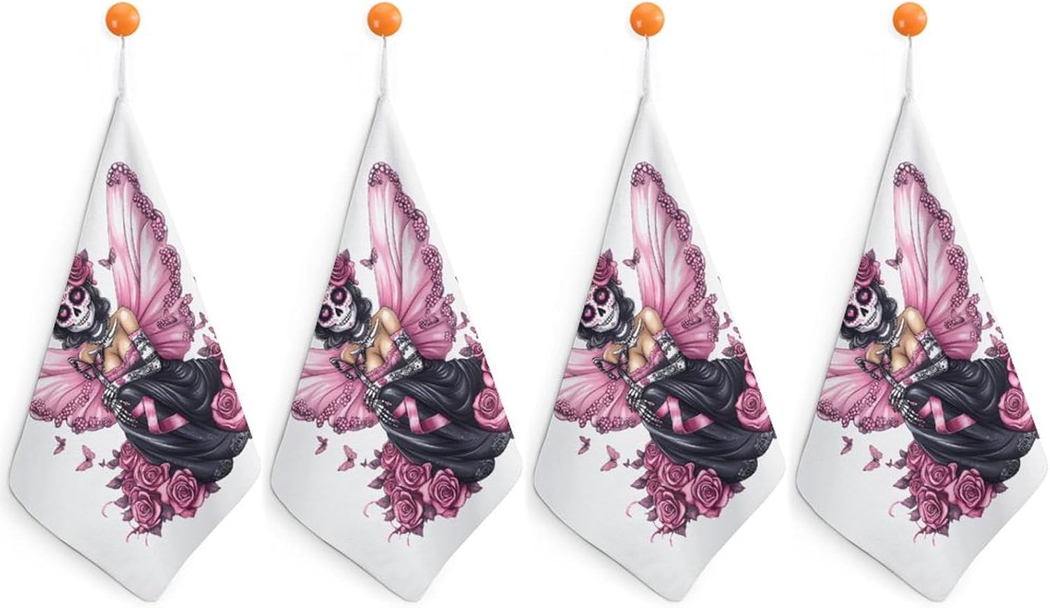 Skull Fairy Rose Towel Hand Towels Decorative Towel for Bathroom Kitchen Shower Gym 4PCS