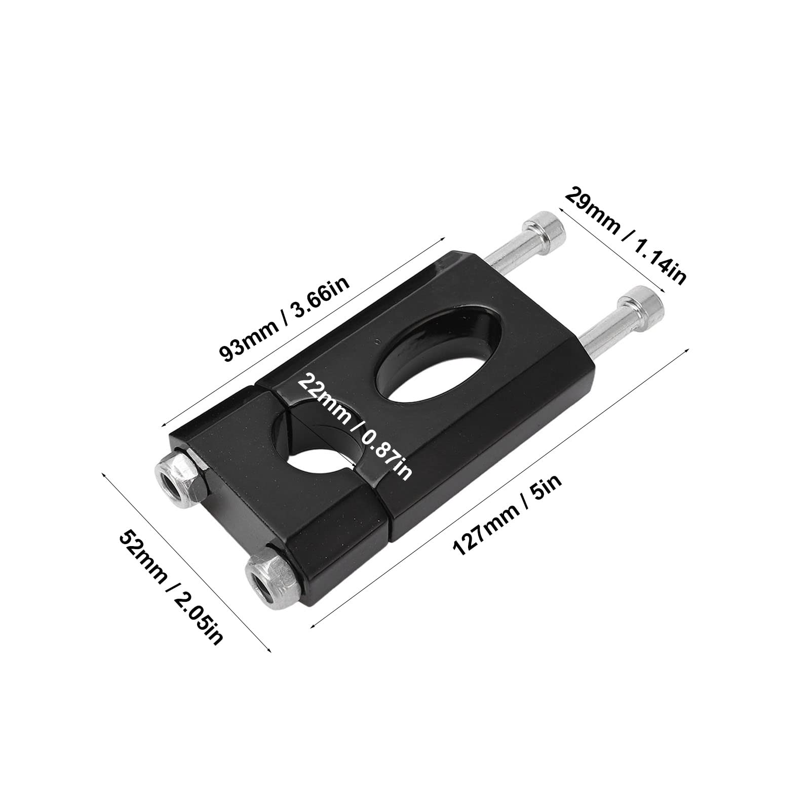 1 Paire de Rehausseurs de Guidon pour Moto, 7/8 Pouces 22mm en Aluminium Noir, Pince de Montage pour Guidon, Accessoires de Moto