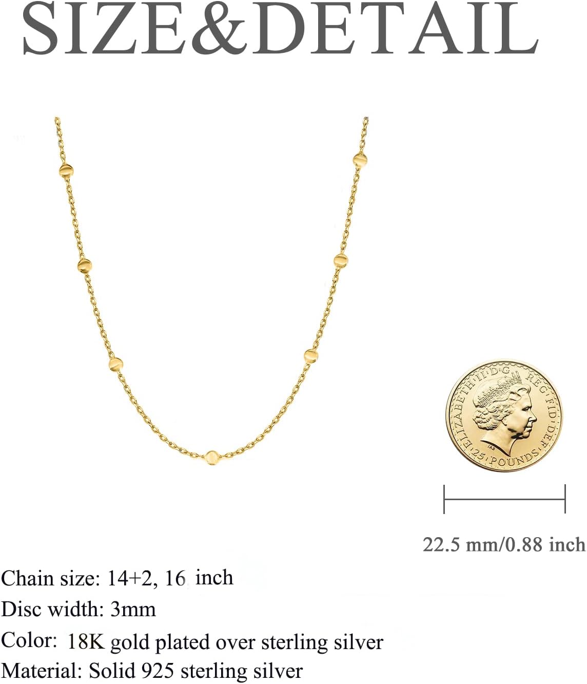 925 Sterling Silver Round Cubic Zirconia Station Necklace for Women White Gold Plated Thin CZ Choker Necklace Birthday Jewelry Gift for Her