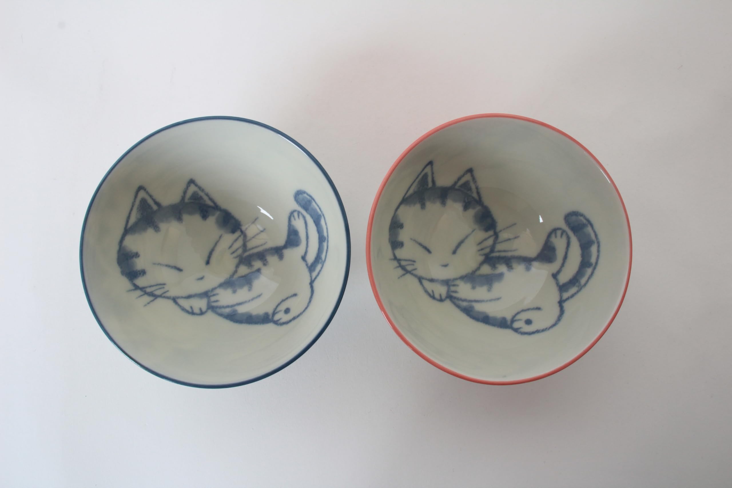 Mino ware MIG016 Lot de 2 bols à riz en poterie japonaise Motif animal Fabriqué au Japon (Import Allemagne)