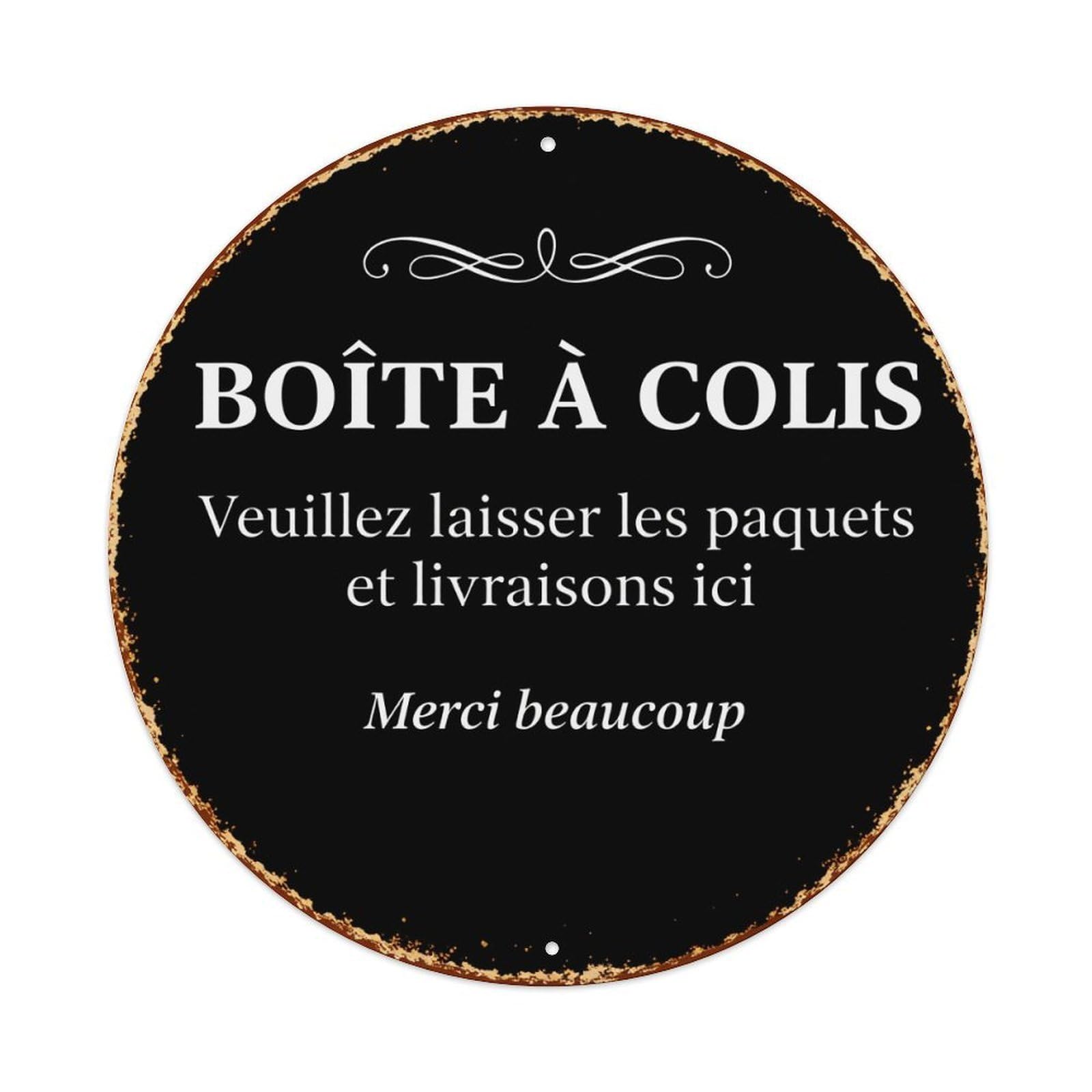 Black Circle Gold Border Text French Round Tin Sign Vintage Style Metal Sign Home Bar Garden Wall Plaque Decor Metal Poster 8x8 Inch