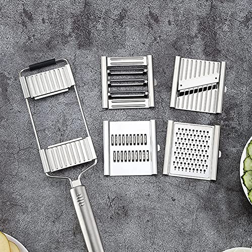 Miherom Adjustable Mandoline Slicer For Kitchen,Handheld Cheese Grater,Lemon Zester, Handheld Cabbage Shredder,Cutter With 4 Interchangeable Blades For Parmesan, Citrus, Nutmeg,Chocolate #TOP2