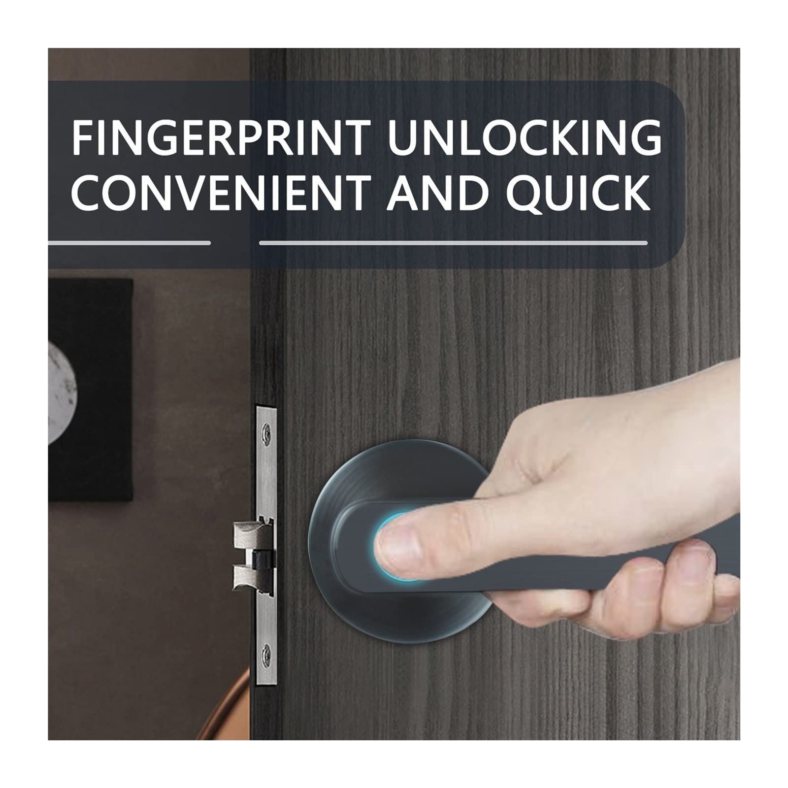Serratura Smart, Tuya Digital Electronic Smart Door Lock Maniglia biometrica for porta con impronte digitali Password digitale senza chiave Smart Home ,Smart Lock Facile da Installare(Black and Gatewa