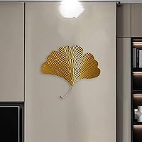 Vista 2 de Fenteer Decoración de pared de hojas de ginkgo montadas en la pared, escultura de arte de pared de hojas de ginkgo, grande