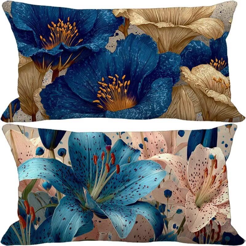 Housses de coussin 70x90 bleu imperméables pour embellir votre terrasse en été