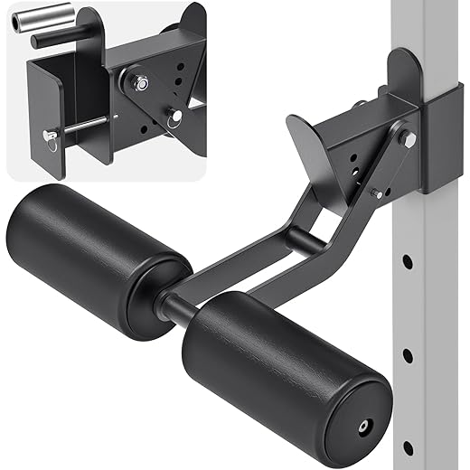 Kipika Nordic Hamstring Curl Squat Rack Attachment for Power Rack with 5/8" or 1" Hole - Adjustable Leg Hold Down Attachment with Premium Leather Surface
