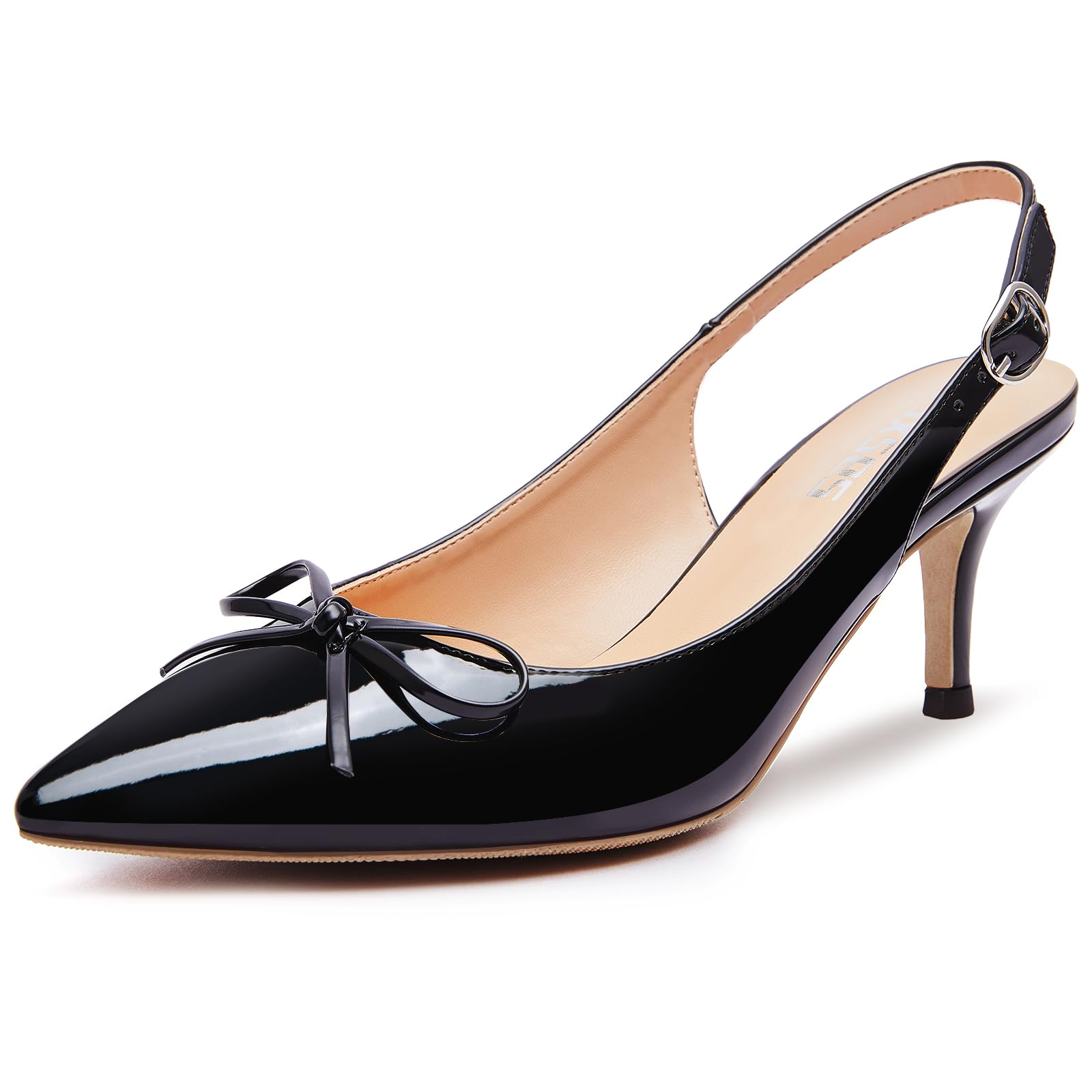rsxses Women's Slingback Kitten Heels Bow Pointed Toe Stilettos Pumps Low Heel Wedding Dress Party Shoes-picture-45