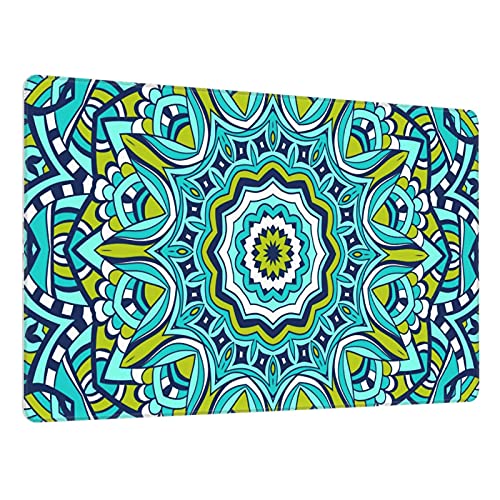 DADABULIU マウスパッド 大型 ゲーミング 青緑 曼荼羅 インド風 花 マウスマット デスクマット 特大 おおきい キーボードパッド ゴム底 光学式 マウス対応 滑り止め 耐久性 良い おしゃれ かわいい 防水 サイバーカフェ オフィス最適 適度な