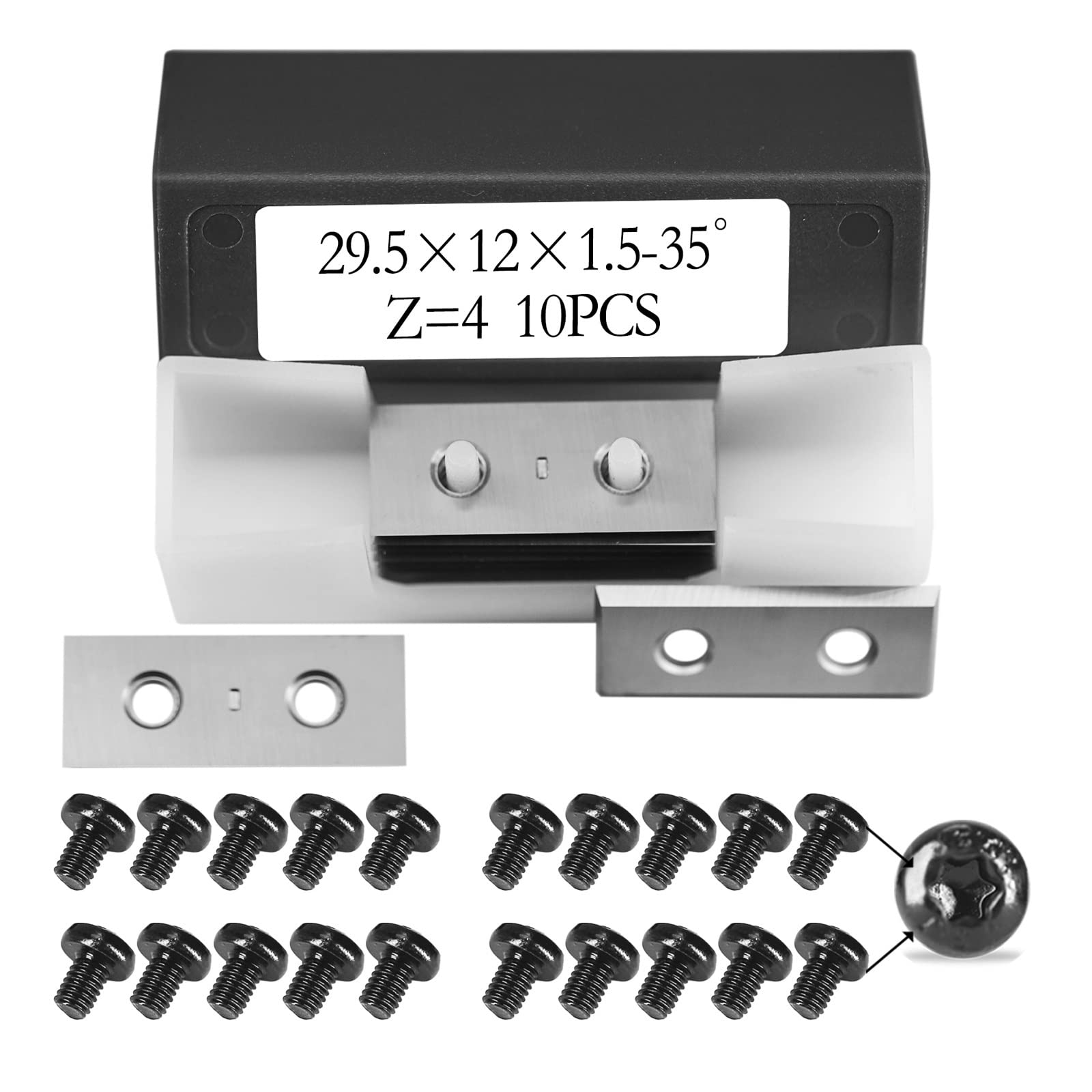 10 pièces Plaquettes en carbure Lames de Coupe 29.5x12x1.5mm Lames carrées 4 Bords avec vis for Rabot hélicoïdal à rainure for Le Travail du Bois