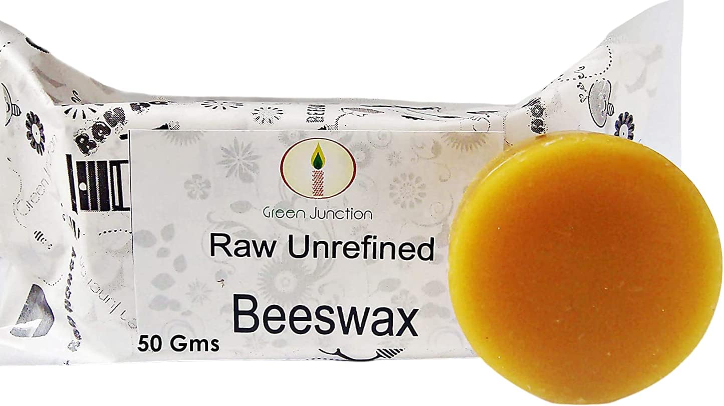 Green Junction Premium Quality Raw Unrefined Beeswax Gms Pack Disc Shaped, yellow, Honey, 50 gram