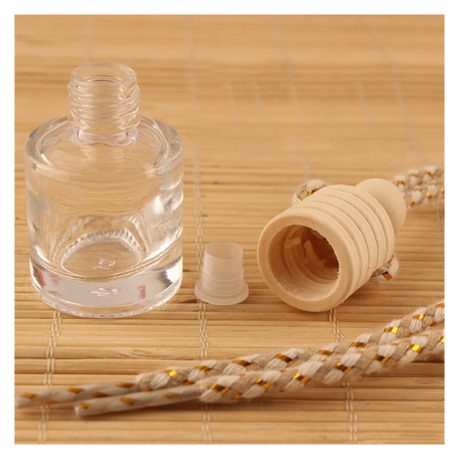 SSIMOO 10 Stück hängende Glasflasche, leer, Parfüm, Aromatherapie, nachfüllbar, Diffusor, Lufterfrischer, Duftanhänger, Ornament, kompatibel mit Auto und Zuhause (Color : F)